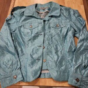 Emil Rutenberg Teal Metalic Jacket Vintage Pockets